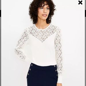Lace White/Cream Long-Sleeve Top